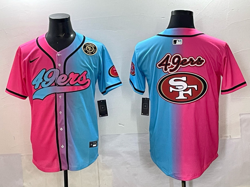 Men 2025 San Francisco 49ers blank Pink Blue pink Nike Limited NFL Jersey 001